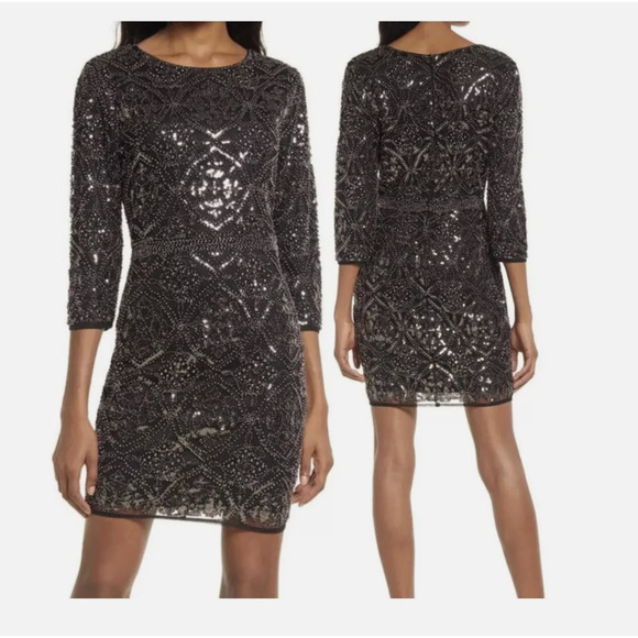 LULUS Bright Night Beaded Sequin Minidress BodyCon Party Night Club Sz Medium - Picture 1 of 7